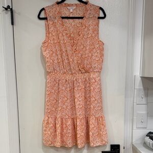 LC Lauren Conrad Orange Floral Midi Dress